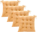 Set of 4 Chair Cushions for Dining Chairs with Ties, Indoor Non-Slip Kitchen Chair Pad and Dining Room Seat Cushion Mat for Office Living Room Outdoor 15.5" - Turmeric Yellow