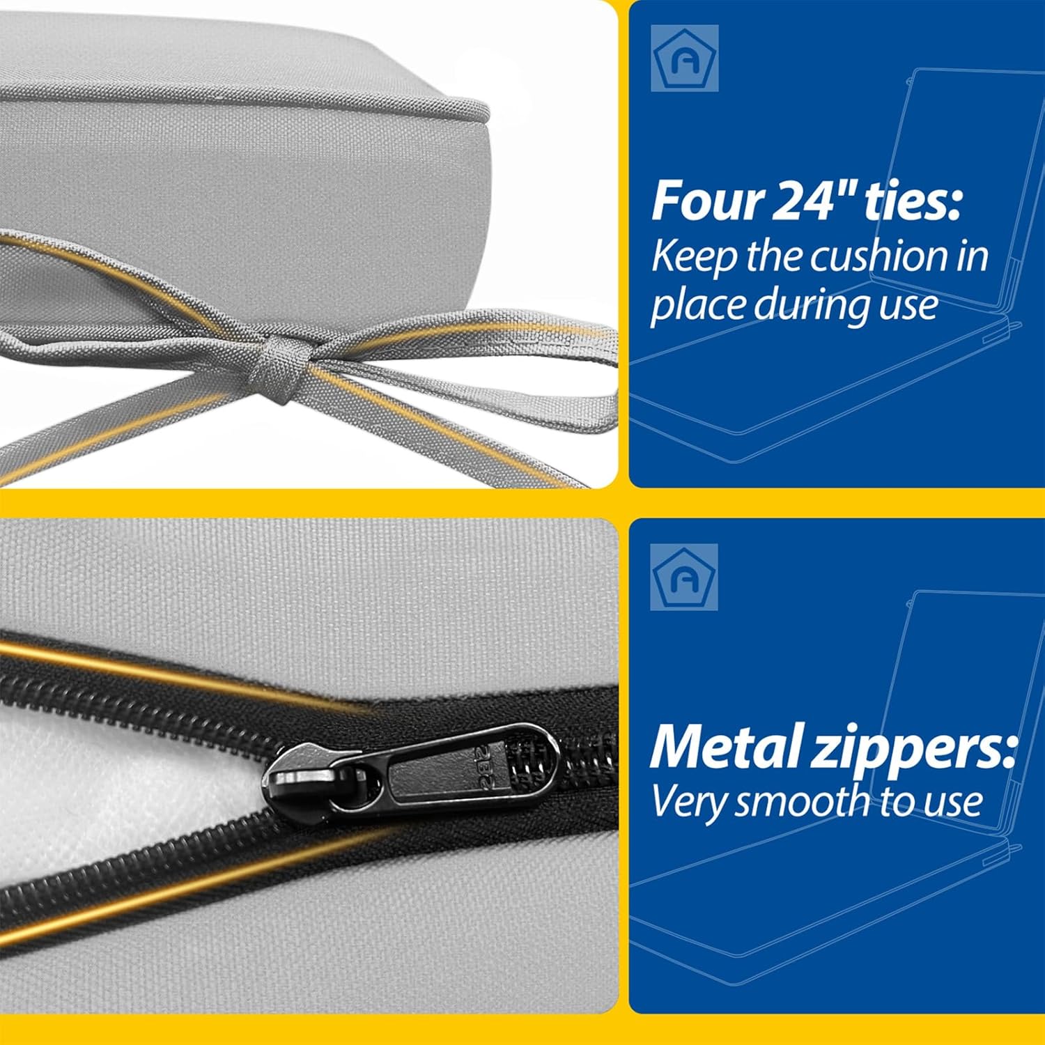 AAAAAcessories Outdoor Chaise Lounge Cushions, Waterproof, Fade-Resistant Patio Furniture Replacement Cushions, 80" x 26" x 3", Gray