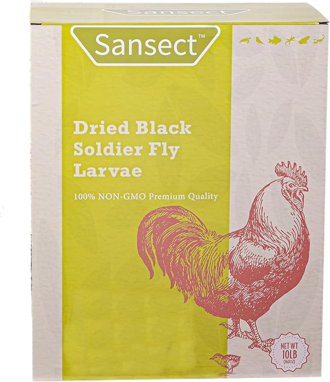 Dried Black Soldier Fly Larvae 10LB, High Calcium Chicken Feed – 85X More Calcium, Non-GMO Treats for Chickens, Laying Hens, Ducks, Turkeys, Wild Birds, Turtles