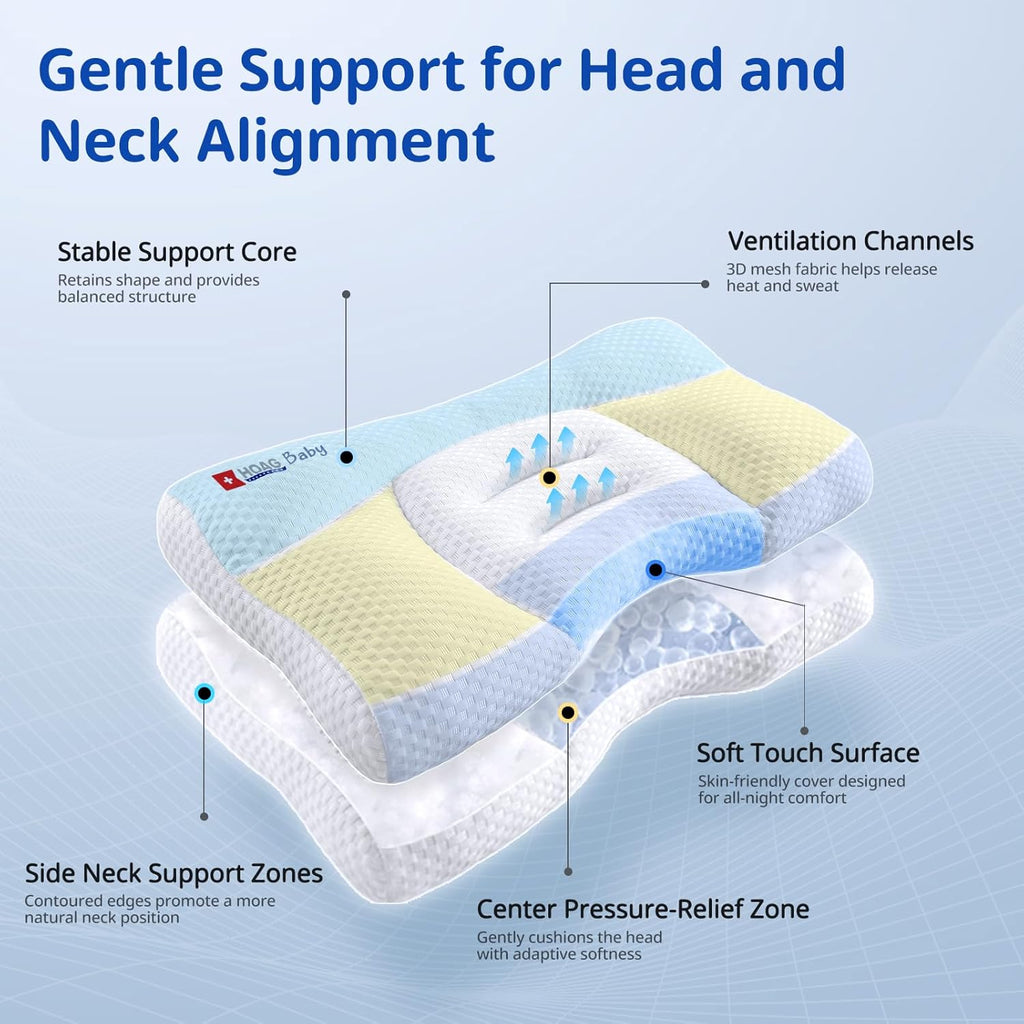 Toddler Pillow with Pillowcase, Breathable & Cozy Machine Washable Kids Pillow with Pillowcase, 21.6x13.8 Ergonomic Children Pillow for Boys and Girls Aged 6-12 (Rabbit, Height 3)