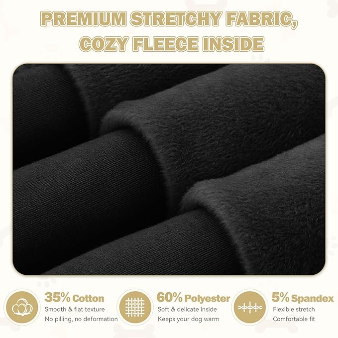 3XL Dog Sweaters for Large Dogs,Dog Hoodie,Cozy Fleece Interior Sweatshirt with Hood & Pocket,Leash Hole,Pet Clothes Sweater for Small,Medium,and Large Dogs,Black&3XL