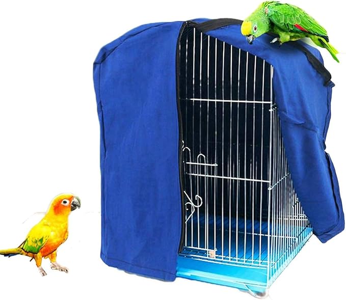 QBLEEV Bird Parrot Cage Cover Shade, Blackout Birdcage Covers, Windproof Light-Proof Sleep Reduces Distractions Night Accessories Cloth Without Cage-12.6x13x17.7in (LxWxH)