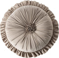 S SSOY Velvet Round Pillow - Ruffle Home Decoration Cushion for Sofa, Chair, Bed, Window, Floor - 13.7in