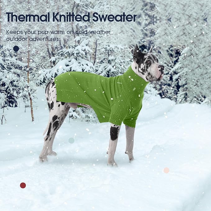 IECOii XXXL Dog Sweater,Warm Dog Sweaters for Extra Large Dogs Girl Boy,Stretchy & Cozy,Turtleneck Knitted Pullover for Pet Wear On Christmas,Easy On Doggy Sweatshirt for Labrador (Grass Green,XXXL)
