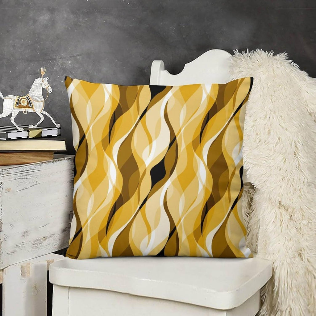 Yellow Throw Pillow Covers Abstract Ombre Yellow and Grey Striped Decorations for Bedroom Living Room Farmhouse Sofa Pillows Bed Couch 22x22 Inch