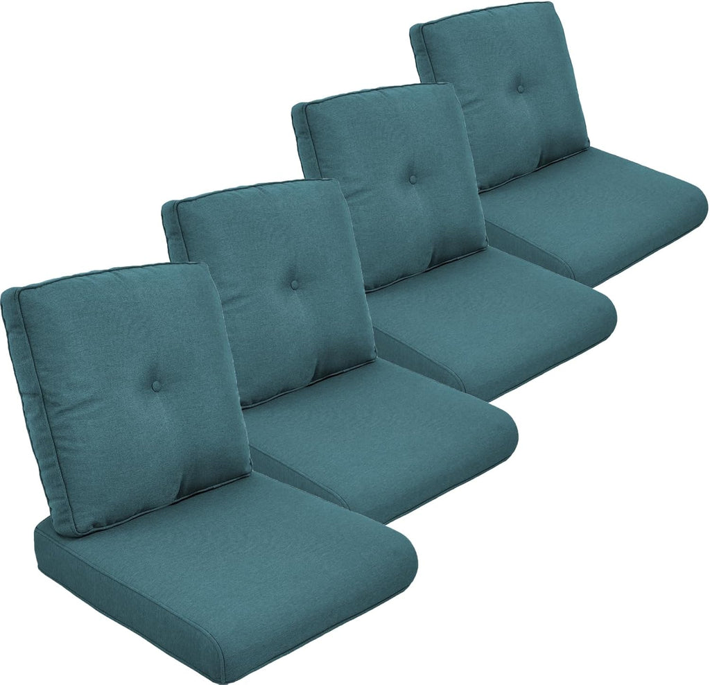 Outdoor Cushion Set of 4, Waterproof Outdoor Seat Cushions 25x22, Patio Chair Cushions for Outdoor Furniture, Couch Cushion Replacement, Include 4 Back & 4 Seat Cushions, Peacock Green