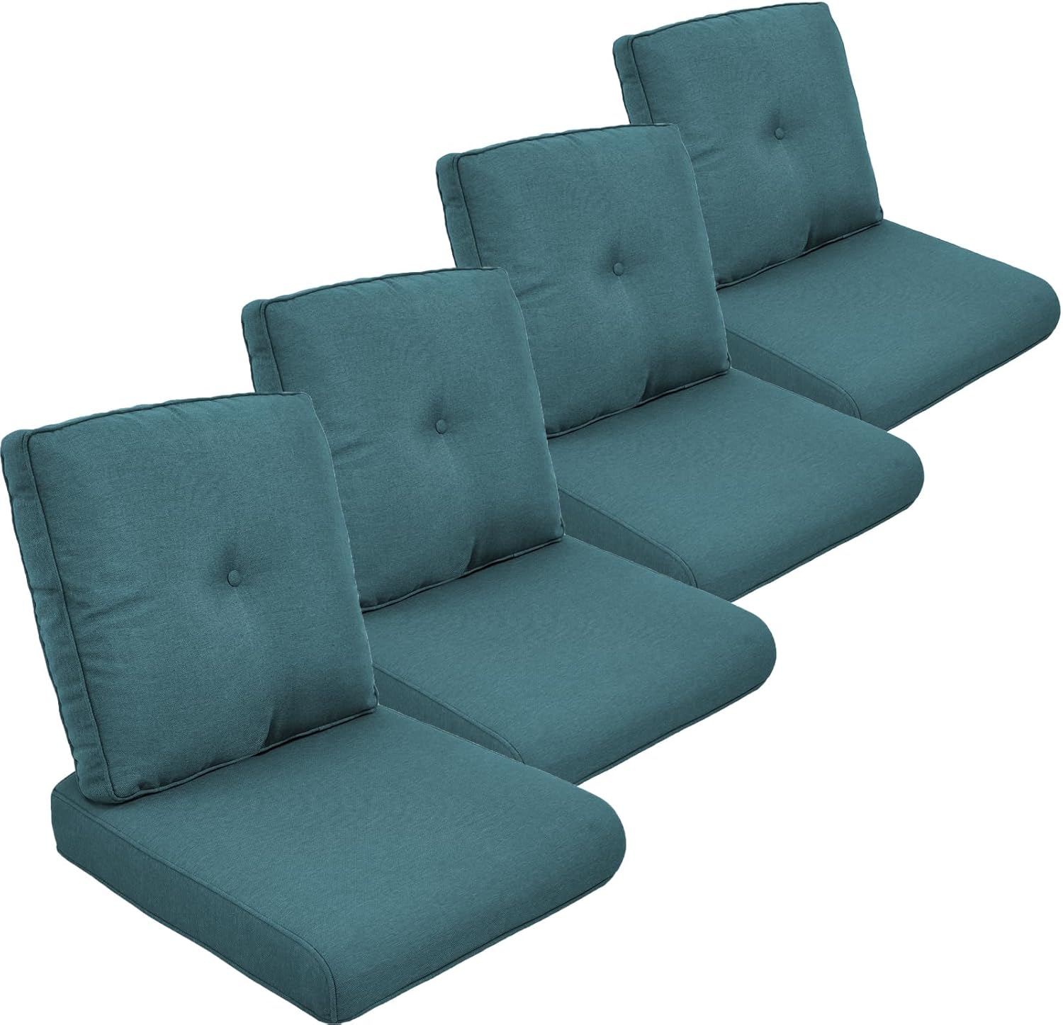 Outdoor Cushion Set of 4, Waterproof Outdoor Seat Cushions 25x22, Patio Chair Cushions for Outdoor Furniture, Couch Cushion Replacement, Include 4 Back & 4 Seat Cushions, Peacock Green