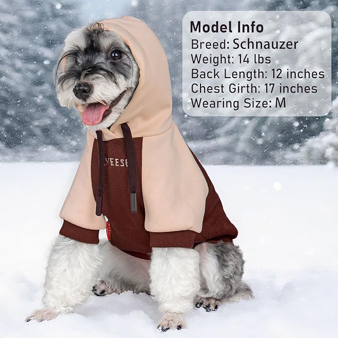 KYEESE Dog Hoodie Stretchy Pets Coat with Drawstring Comfort Dogs Clothes Medium Size Dog Soft Dogs Winter Coat Warm Pets Sweater Pet Sweatshirt for Cold Weather Pet Clothes with Leash Hole
