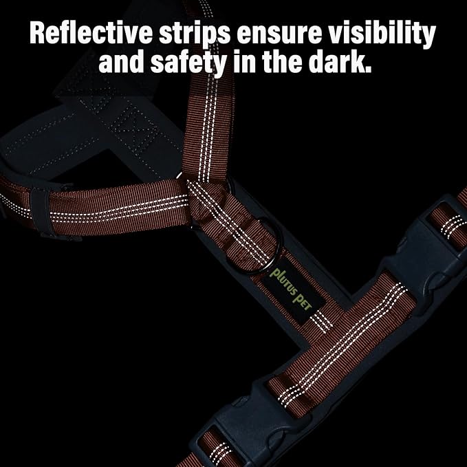 Plutus Pet No Pull Dog Harness, Adjustable Nylon Harness with Soft Padding, Reflective and Heavy Duty Dog Harness for Small, Medium, Large Dogs(Orange, M)
