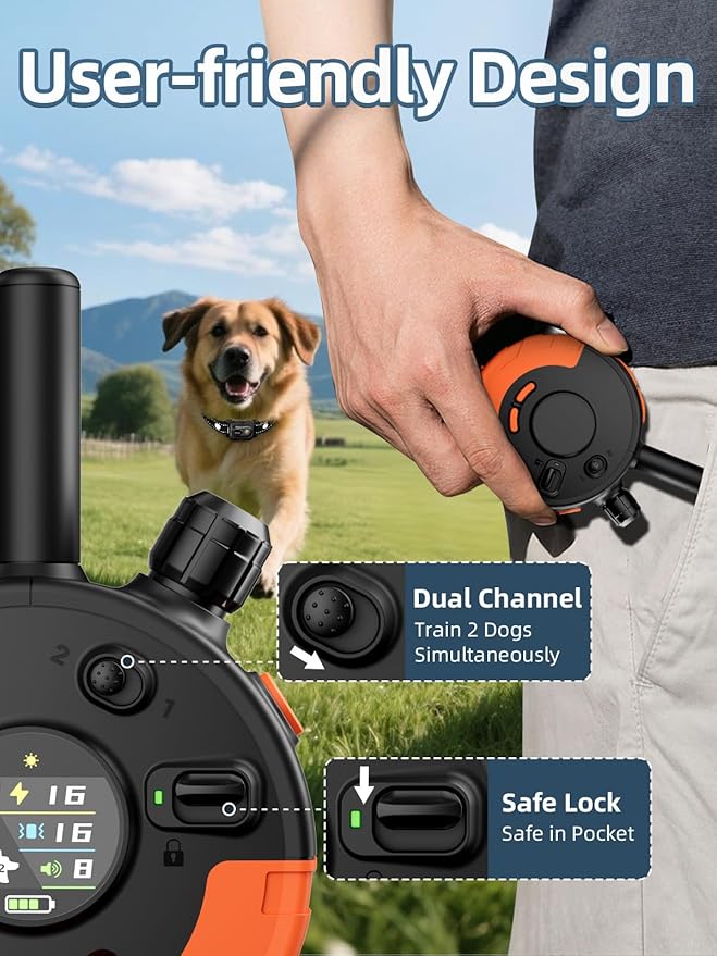 Bousnic Shock Collar for Dogs - 4/5 Mile Remote Dog Training Collar with SOS & Solid Light IPX7 Waterproof Electric Dog Collar Beep(1-8) Vibration & Shock & Boosted(1-16) for Large Medium Small Breeds