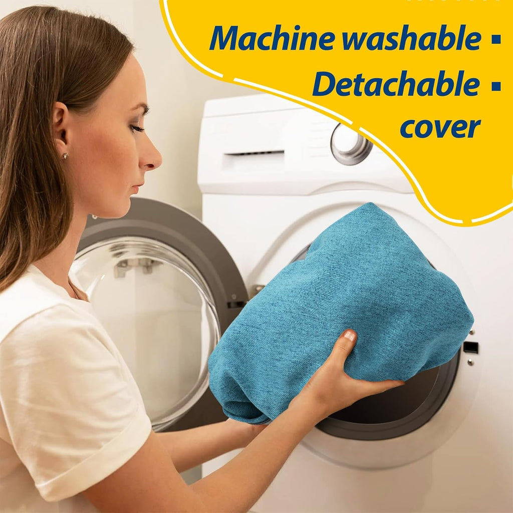 AAAAAcessories D-Shaped Chair Cushions, 2" Thick Dining Chair Pads with Ties and Removable, Machine-Washable Cover, 17" x 16", Set of 6, Teal