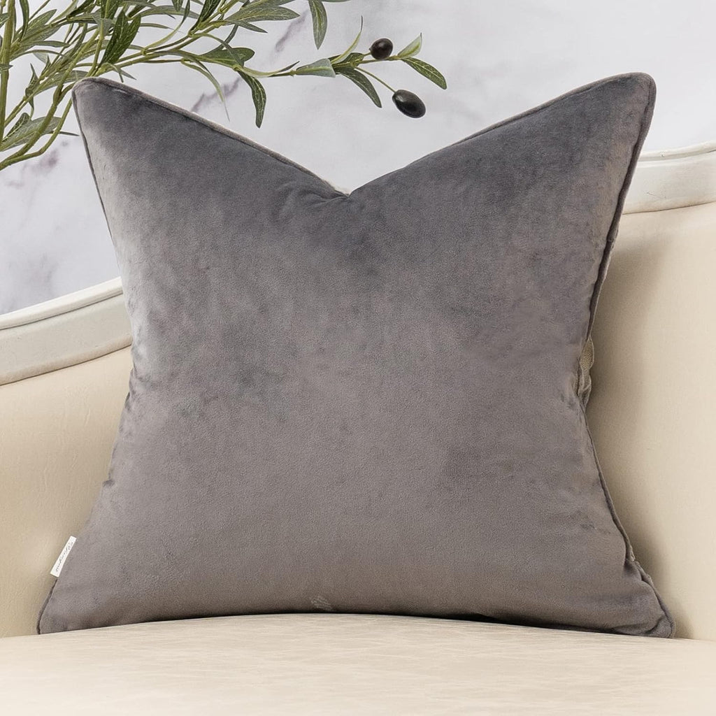 Yangest Dark Grey Twigs Throw Pillow Cover Branches Velvet Cushion Case Neutral Pillowcase for Sofa Couch Bedroom Living Room Home Decor,20x20 Inch