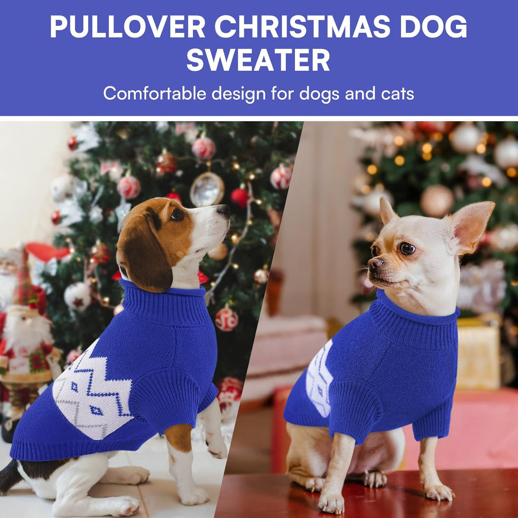 Queenmore Warm Dog Sweater, Soft Pet Knitwear, Knitted Pullover, Winter Pet Clothes for Small Medium Dogs Cats