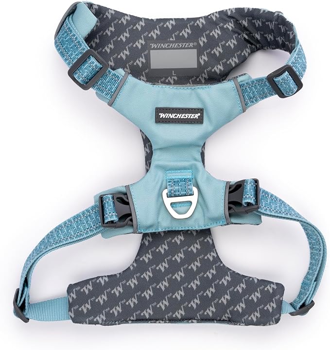 Winchester Pet No-Pull Adjustable Soft Padded Dog Vest Harness with Reflective Stitching, Aqua Haze, Large