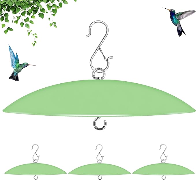 13" Bird Feeder Rain Guard, Hummingbird Feeder Shade Dome Cover, Hanging Baffle for Bird Feeder Pole (Light Green), 4 Pack