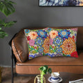 Boho Floral Throw Pillow Covers 18x18 Inch, Colorful Boho Flowers Throw Pillow Cases Set of 2, Decorative Cushions Pillowcase for Couch Office Car Sofa Living Room Bedroom Farmhouse Home Decor