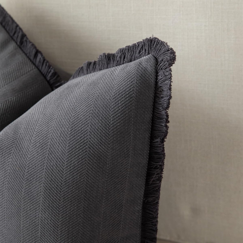 Set of 2 Decorative Fringe Throw Pillow Covers Chenille Pillow Covers Elegant Design Pillowcase Soft Tassels Cushion Cover for Couch Bed Home Decor,12×20 Inch,Rustic Gray