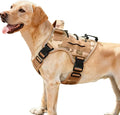 Heavy-Duty Tactical Dog Harness for Large Dogs, No Pull Adjustable Reflective Pet Vest with Molle System, K9 Military-Grade Control for Service Training, Outdoor & 10+ Breeds, Khaki Camo, Medium