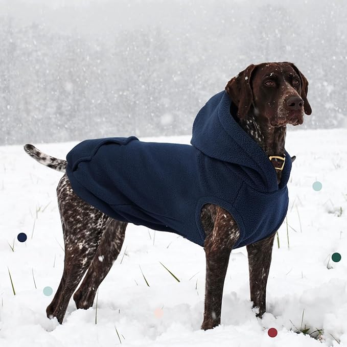 IECOii Dog Hoodie,Polar Fleece Dog Sweatshirt Fall Dogs Sweater with Hood,Warm Sweaters for Medium Dogs Boy Girl,Sleeveless Pet Hoodie Medium Size Winter Clothes for Pug,Jack Russell,Blue,M