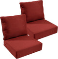 Outdoor Chair Cushions, 6 inch Thick Seat Cushion for Outdoor Furniture, Waterproof 22x24 Patio Furniture Cushions, Patio Couch Cushions Replacement, Include 2 Back & 2 Seat Cushion, Thick/Red