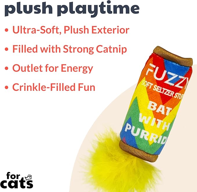 Huxley & Kent Plush Cat Toy | Fuzzy Soft Seltzer | Yappy Hour Rainbow Strong Catnip Filled Cat Toy | Plush Interactive Kitten and Cat Toy with Catnip and Crinkle | Kittybelles