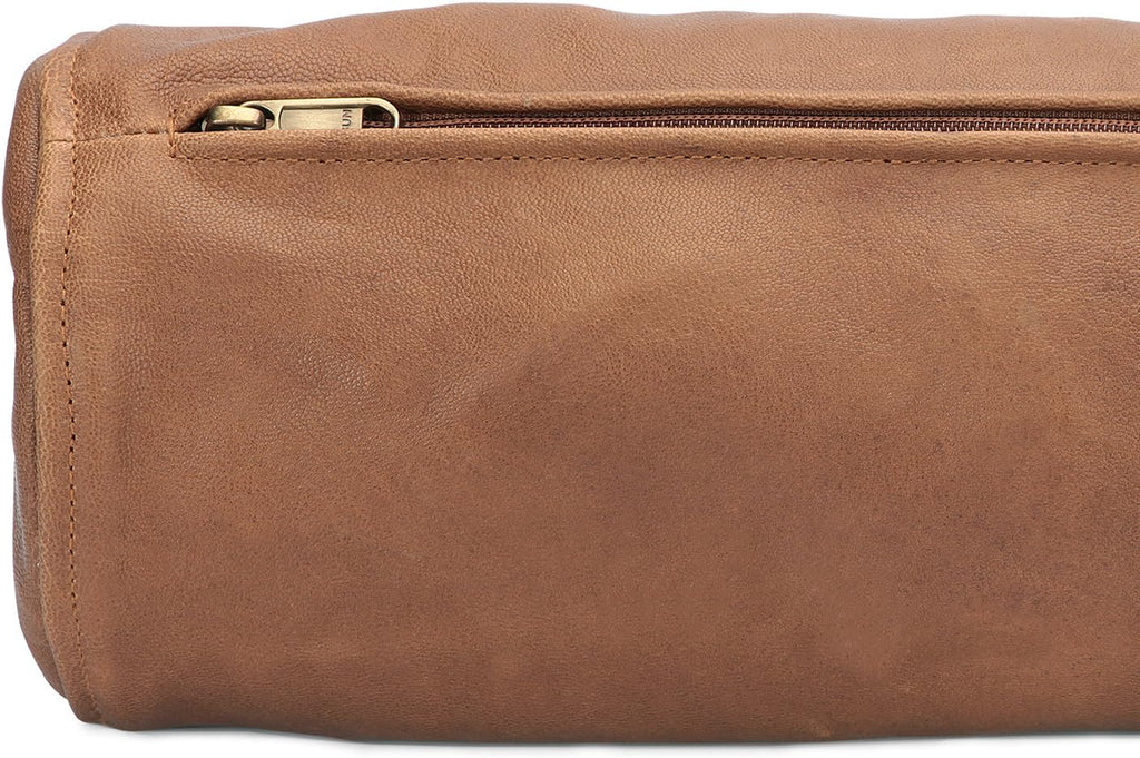 D DOLLY LAMB Goat Leather Cylindrical Cushion Covers - Round Cervical Roll Cylinder Bolster Pillow Cover | Designed for Head, Neck, Back, and Legs, 5x20 Inches - Camel Pack of 1