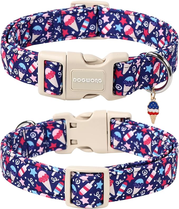 DOGWONG Patriotic Flag Dog Collar, 4th of July American Flag Dog Collars, Adjustable Cute Patriotic Pet Collars Fourth of July Design Dog Collar for Small Medium Large Dogs