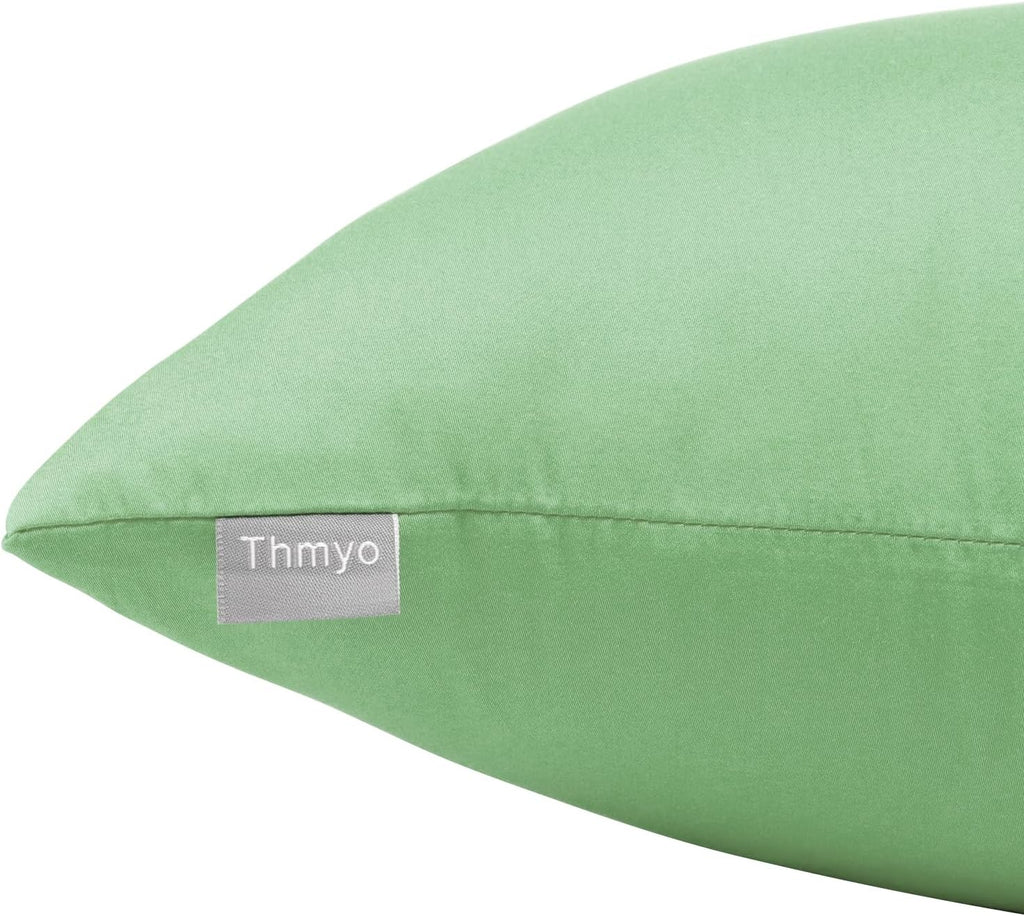 Thmyo 4-Pack 100% Cotton Comfortable Solid Decorative Throw Pillow Case, Square Cushion Cover Pillowcase Sublimation Blank Pillow Covers DIY Throw Pillowcase for Sofa(20x20 inch/ 50x50cm,Sage Green)