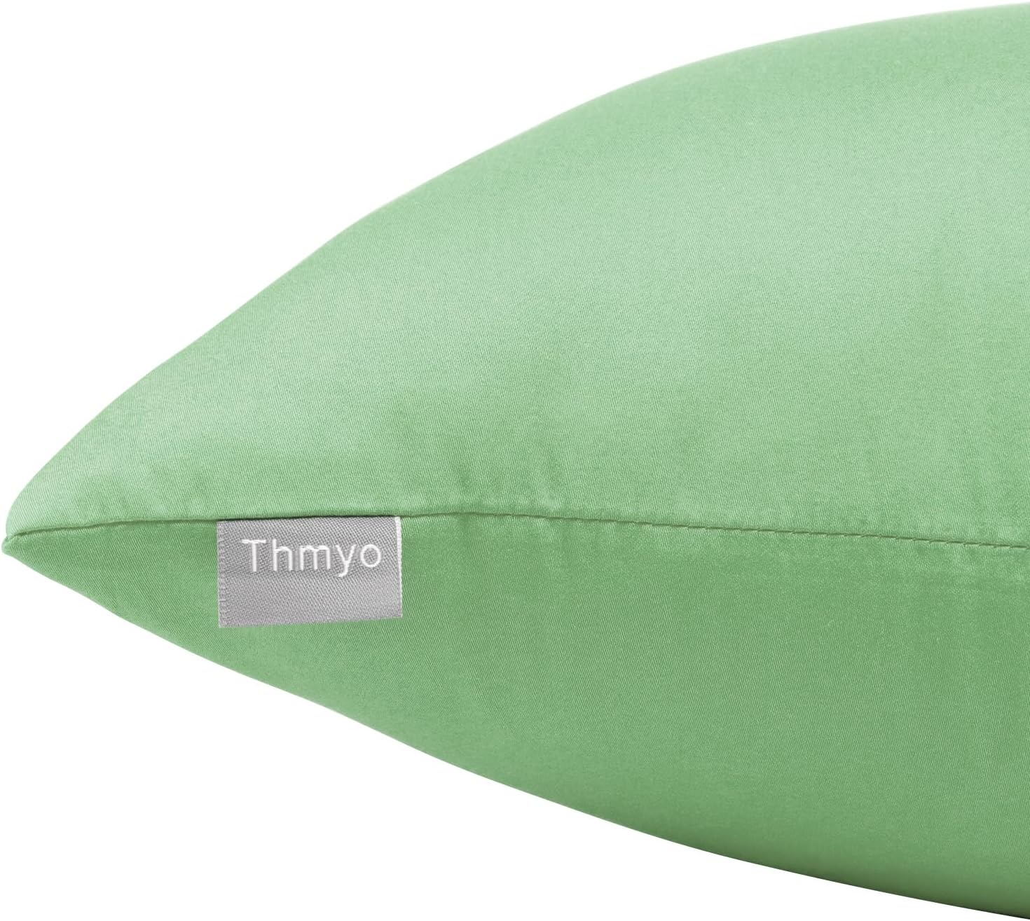 Thmyo 4-Pack 100% Cotton Comfortable Solid Decorative Throw Pillow Case, Square Cushion Cover Pillowcase Sublimation Blank Pillow Covers DIY Throw Pillowcase for Sofa(20x20 inch/ 50x50cm,Sage Green)