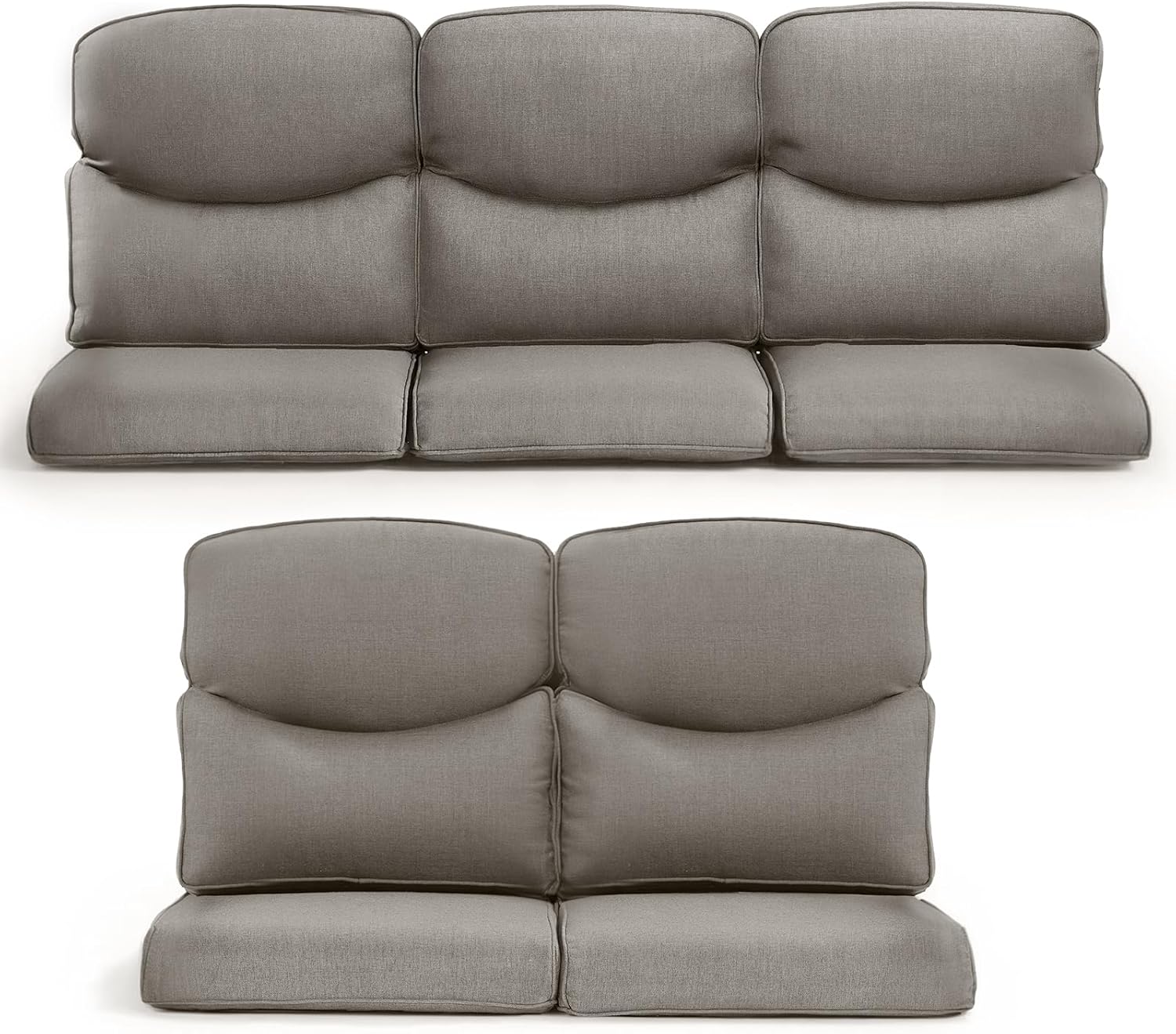 Patio Chair Cushions 5 Packs - Outside 22x24 High Back Water-Resistant Cushion with Zipper Cover for Outdoor Glider Rocking Chairs Loveseat 3-seat Couch Sofa – Grey/Crescent