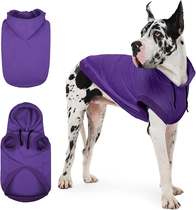 IECOii Dog Hoodie for Large Dogs, Big Dog Clothes with Hood for Extra Large Dogs Fall Sweatershirt Hoodies,Ropa para Perros Grandes Saint Bernard Great Dane Sweater, Purple, 4XL (No Fleece Lined)