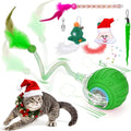 BABORUI Interactive Cat Toy Ball - Automatic Christmas Cat Toys for Indoor Cats with 5 Tails, 2 Speeds Rechargeable Cat Enrichment Toys for Small/Medium/Large Cats to Keep Them Busy