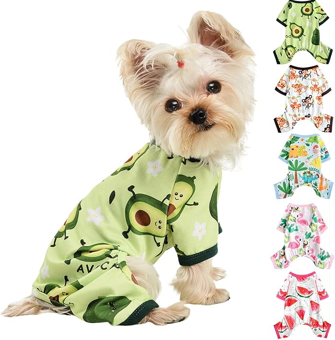 Dog Pajamas for Small Dogs Boy Girl, Dog Clothes Tiny Chihuahua Yorkie Spring Summer Shirt, Cute Puppy Outfit Pjs Jumpsuit Cat Onesie Apparel Pet Clothes