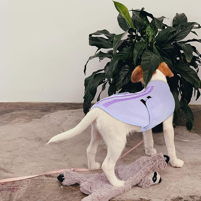 Queenmore Small Dog Sweater, Soft Fleece Vest Pullover Dog Jacket with Leash Hole, Warm Winter Dogs Clothes Cold Weather Doggy Dachshund Sweaters for Small Doggy Cats Boy or Girl (Lilac, S)