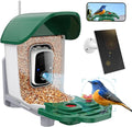Smart Bird Feeder with 3MP HD Camera & AI Identify, Hummingbird Feeder with Solar Panel, Supports Two-Way Audio, Instant Arrival Alerts, Birdhouses for Outdoors, Gifts for Bird Lovers, Green