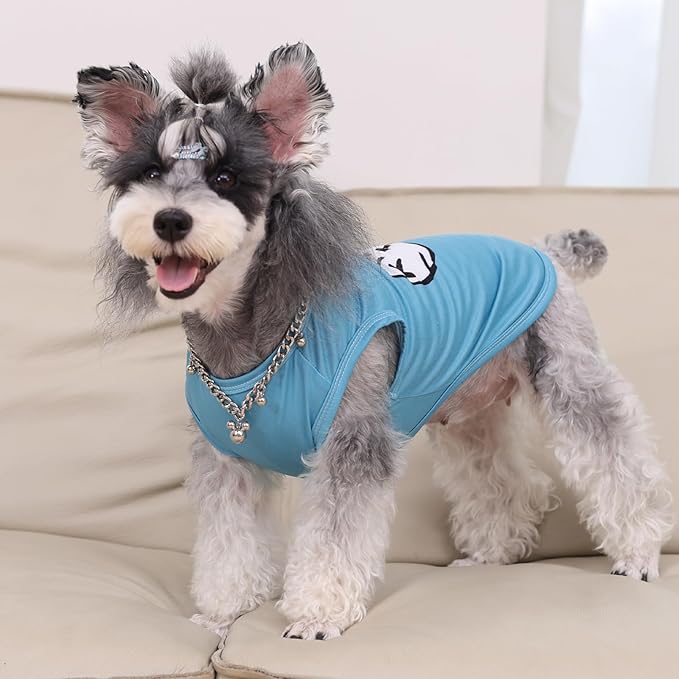 CuteBone Dog Shirts 2-Pack Soft Pet Clothes Breathable Summer Vest for Small Puppy and Stretchy Cat Apparel 2BX20L-D