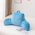 A Nice Night Faux Fur Reading Pillow Bed Wedge Large Adult Children Backrest with Arms Back Support for Sitting Up in Bed/Couch for Bedrest,Babyblue