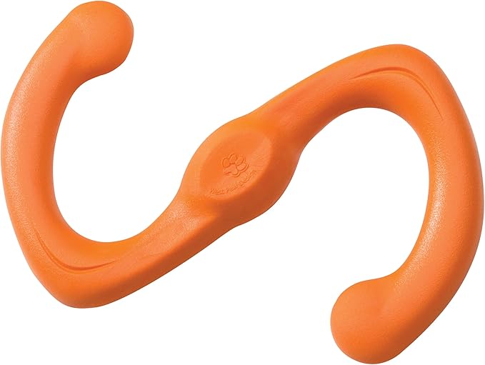 WEST PAW Zogoflex Bumi Dog Tug Toy – S-Shaped, Lightweight Chew Toys for Fetch, Play, Pet Exercise – Tug of War Soft Flinging Squishy Chewy Toy for Dogs – Guaranteed, Latex-Free, Small 8", Tangerine