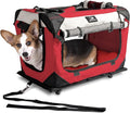 Large Cat Carrier on Wheels, Dog Carrier for 2 Cats or Medium Dog, Soft-Sided, Collapsible with Locking Zippers, Red