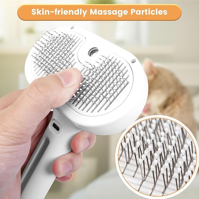 Cat Steam Brush 3 in 1 Pet Hair Grooming Brush with Steam and Release Button for Indoor Cats Pets Dogs Hair Removal Shedding