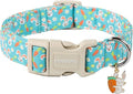 DOGWONG Easter Dog Collar, Cute Bunny Carrot Print Dog Collars Adjustable Easter Day Puppy Heart Dog Collar for Small Medium Large Dogs M