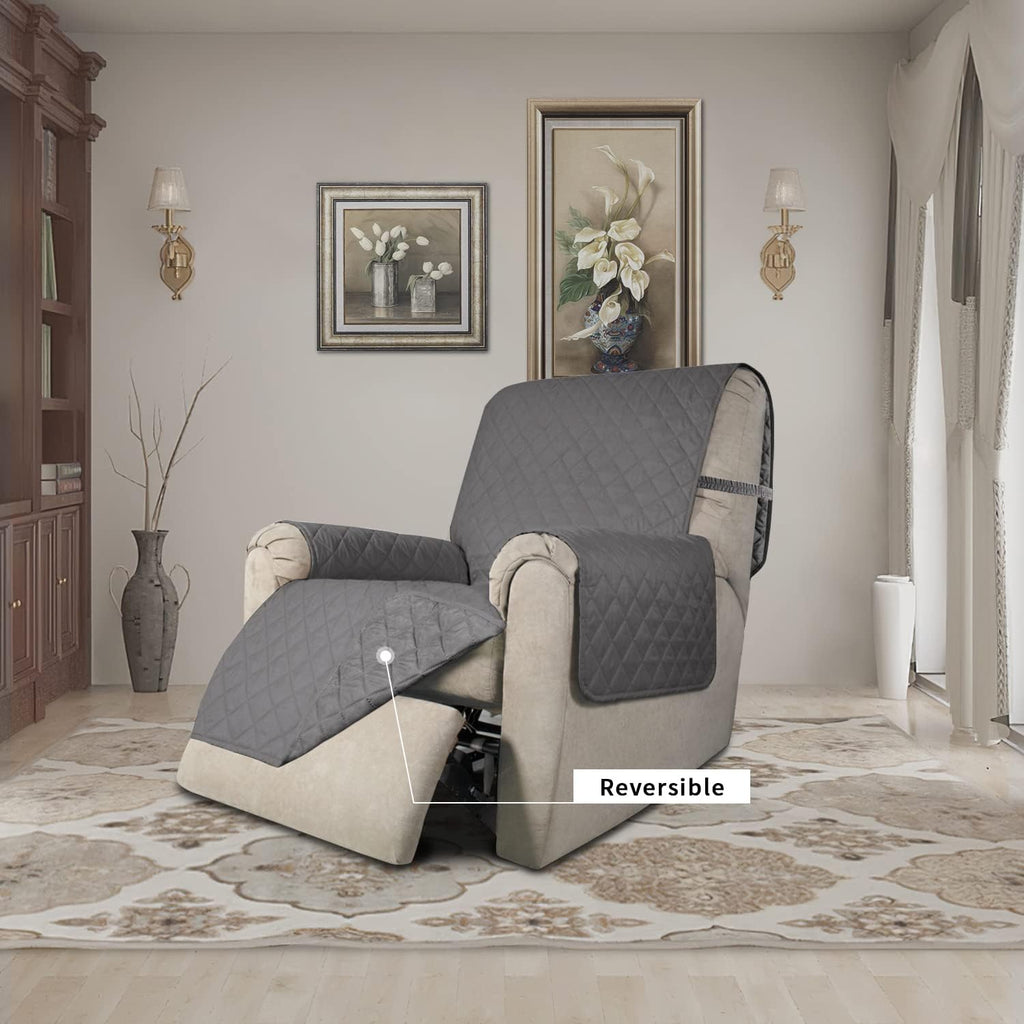 Easy-Going Recliner Chair Slipcover Reversible Sofa Cover Water Resistant Couch Cover Furniture Protector with Elastic Straps for Pets Dog (Recliner 22 inch, Gray/Gray)