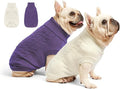 2 Pack Dog Sweaters for Small Dogs - Puppy Medium Warm Clothes in Winter, Turtleneck Pullover Design for Boy Girl Pet, Doggie, Cat, Kitten Chihuahua Bulldog Pug Beagles (XS, Purple, Beige)