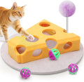 Interactive Felt Cat Toy Box for Indoor Cats,Puzzle Toy with 3 bell Balls & Spring Teaser Pet Games Self Play Fun Exercise Hide Seek Moving Cat Toy for Bored Cats Encourages Hunting Instincts (Yellow)