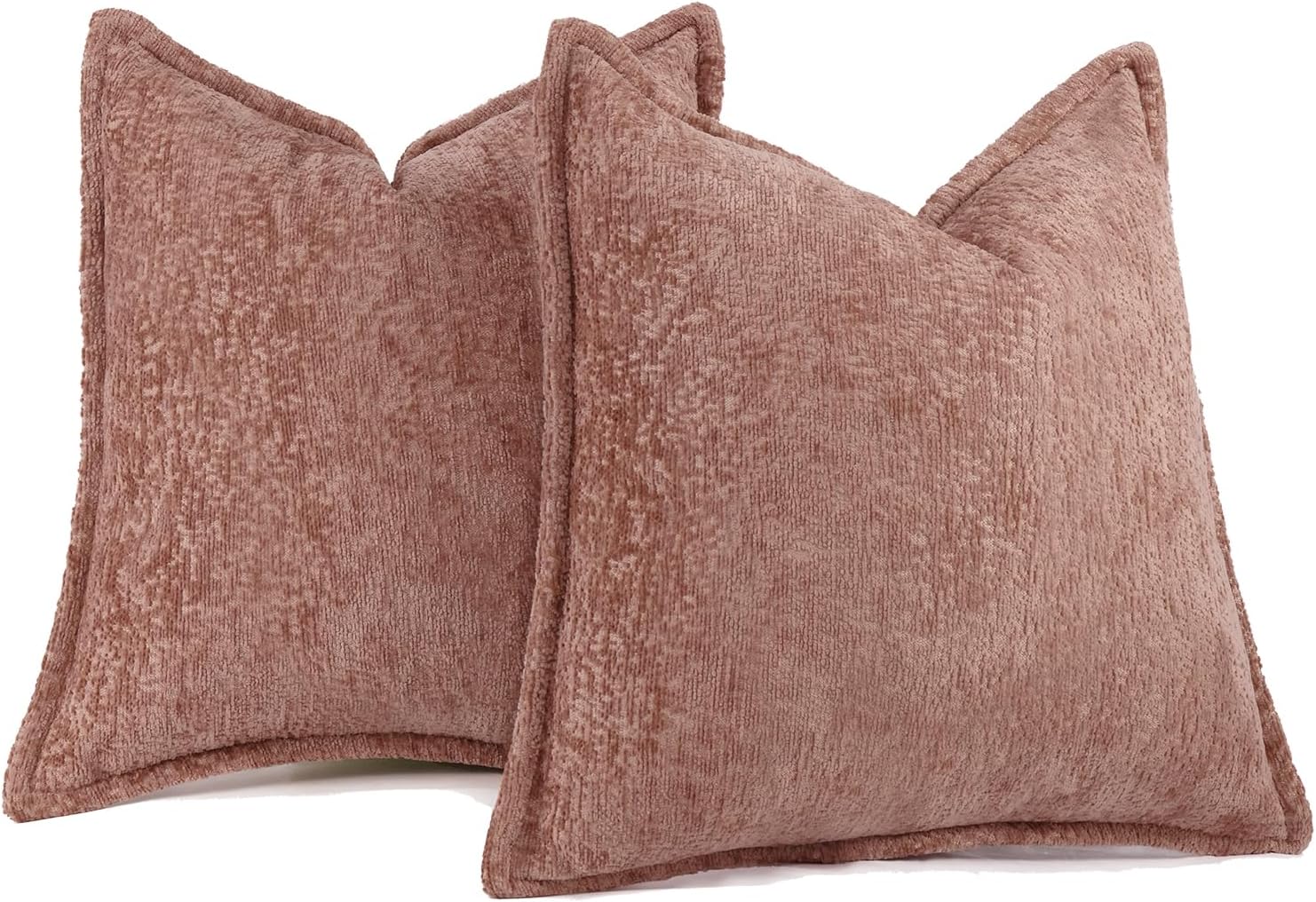 Pack of 2 Dusty Pink Decorative Throw Pillow Covers 24x24 Cozy Soft Chenille Accent Vintage Square Couch Pillow Covers for Home Decor Bed Sofa Living Room
