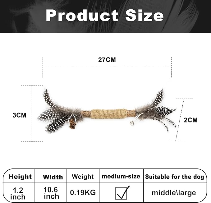 PAZ'S GIFT Catnip Toy Cat Toys Catnip Toy cat chew Toy cat Kicking silvervine Stick Teeth Cleaning Cute Kitten Teething Indoor Interactivecat Dental Care Matatabi (Feather 2pcs)