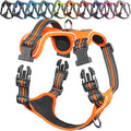 VIVAGLORY Dog Harness Easewalk No Pull Dog Harness with Handle & Front Back Clip for Training Lifting, Easy On Adjustable Padded No Pull for Pet & Puppy, XL, Orange