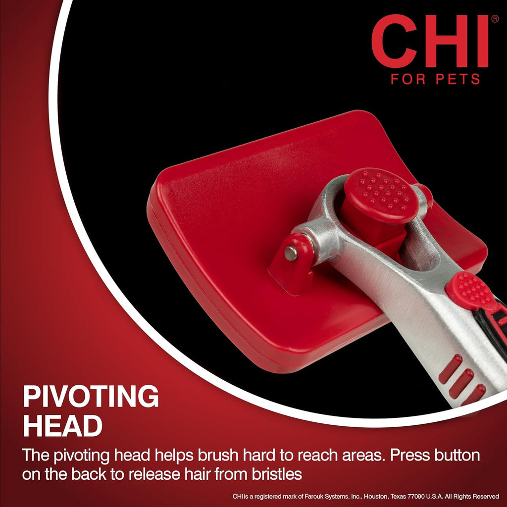 CHI for Dogs Self-Cleaning Pivoting Slicker Brush - High-End Dog Grooming Brush for Small Breeds - Detangling and Deshedding Tool for Coats - Size Small for Everyday Use