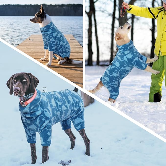ROZKITCH Dog Thermals Winter Coat Soft Fleece Pullover Pajamas, Pet Windproof Warm Cold Weather Jacket Vest with Luminous Zipper, Jumpsuit Apparel Outfit Clothes for Small Dog Shark 2XS