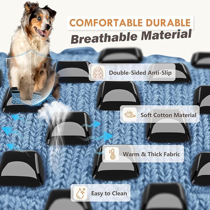 Non Slip Dog Socks to Prevent Licking Paws Grippy Socks for Senior Dog on Hardwood Floors Anti Slip Dog Socks for Hot Pavement Double Side Paw Protector Prevent Scratching Blue S
